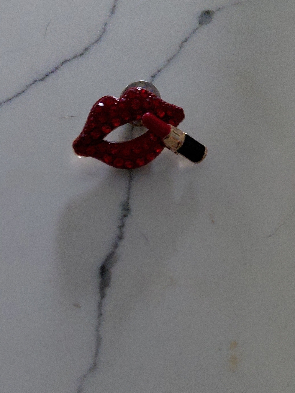 Source Unknown Red Lip & Lipstick Statement Pin